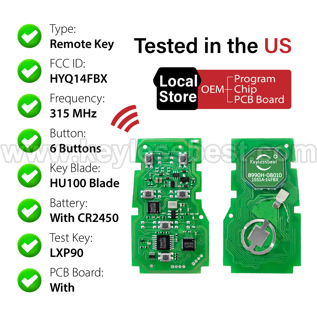 2021-2023 Toyota Sienna / 6 Buttons Keyless Entry Remote / HYQ14FBX / PN: 8990H-08010, 8990H-08011 - Image 4