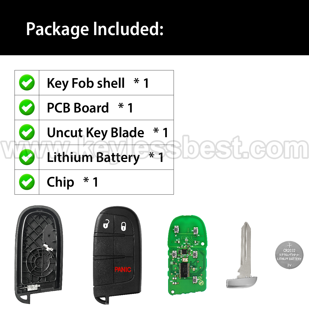 2014-2022 Jeep Grand Cherokee / 3 Buttons Keyless Entry Remote / M3N-40821302 / PN:68143502AC 68143502AB - Image 6