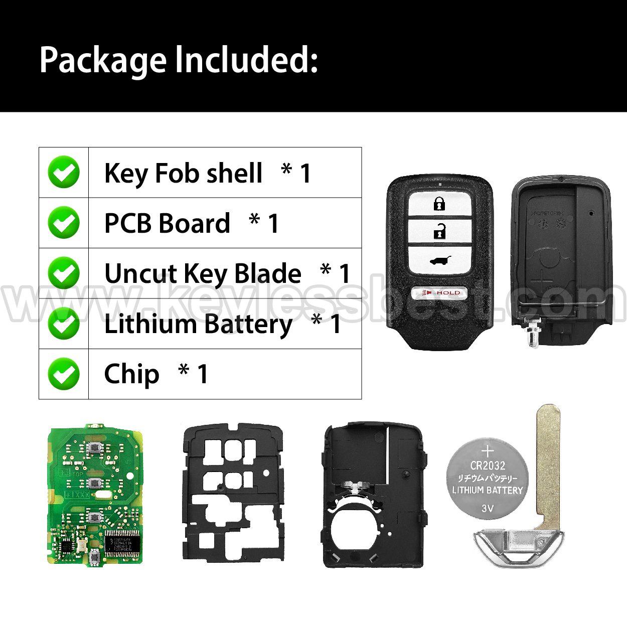 2016-2020 Honda Civic Type R Touring Odyssey Pilot LX / 4 Buttons Keyless Entry Remote / KR5V2X V41 / PN: 72147-TG7-A01 , 72147-TLA-X12 - Image 6