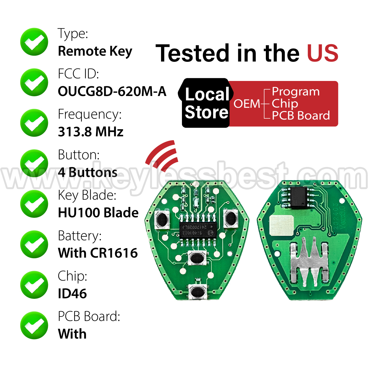 2006 - 2007 Mitsubishi Eclipse Galant / 4 Buttons Keyless Entry Remote / OUCG8D-620M-A / ID46 - Image 4