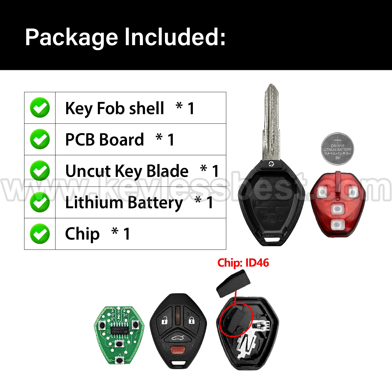 2006 - 2007 Mitsubishi Eclipse Galant / 4 Buttons Keyless Entry Remote / OUCG8D-620M-A / ID46 - Image 6