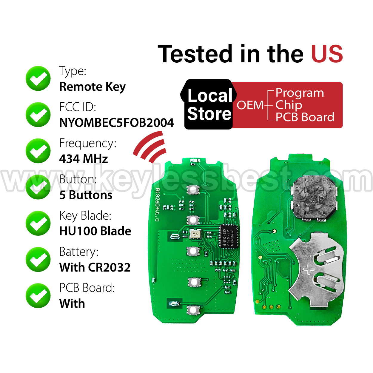2020-2023 Hyundai Elantra / Hybrid / 5 Buttons Keyless Entry Remote / NYOMBEC5FOB2004 / 6A - Image 4