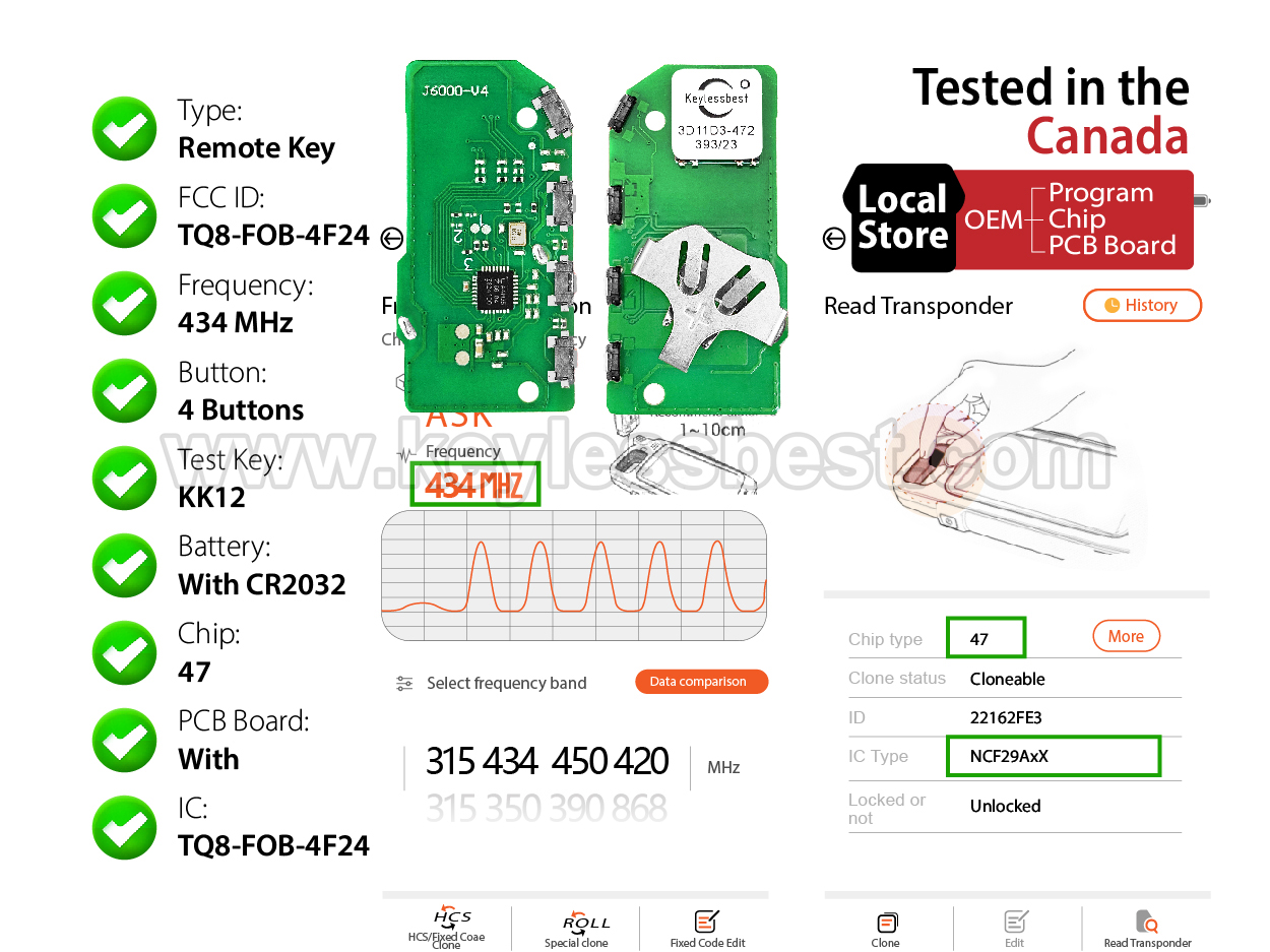 2020 Kia Telluride / 4 Buttons Keyless Entry Remote / TQ8-FOB-4F24 / PN:95440-S9000 - Image 6
