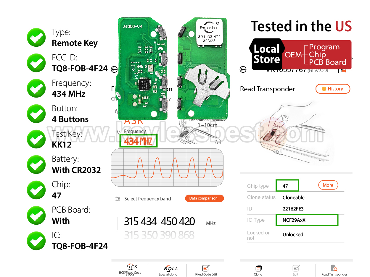 2020 Kia Telluride / 4 Buttons Keyless Entry Remote / TQ8-FOB-4F24 / PN:95440-S9000 - Image 4