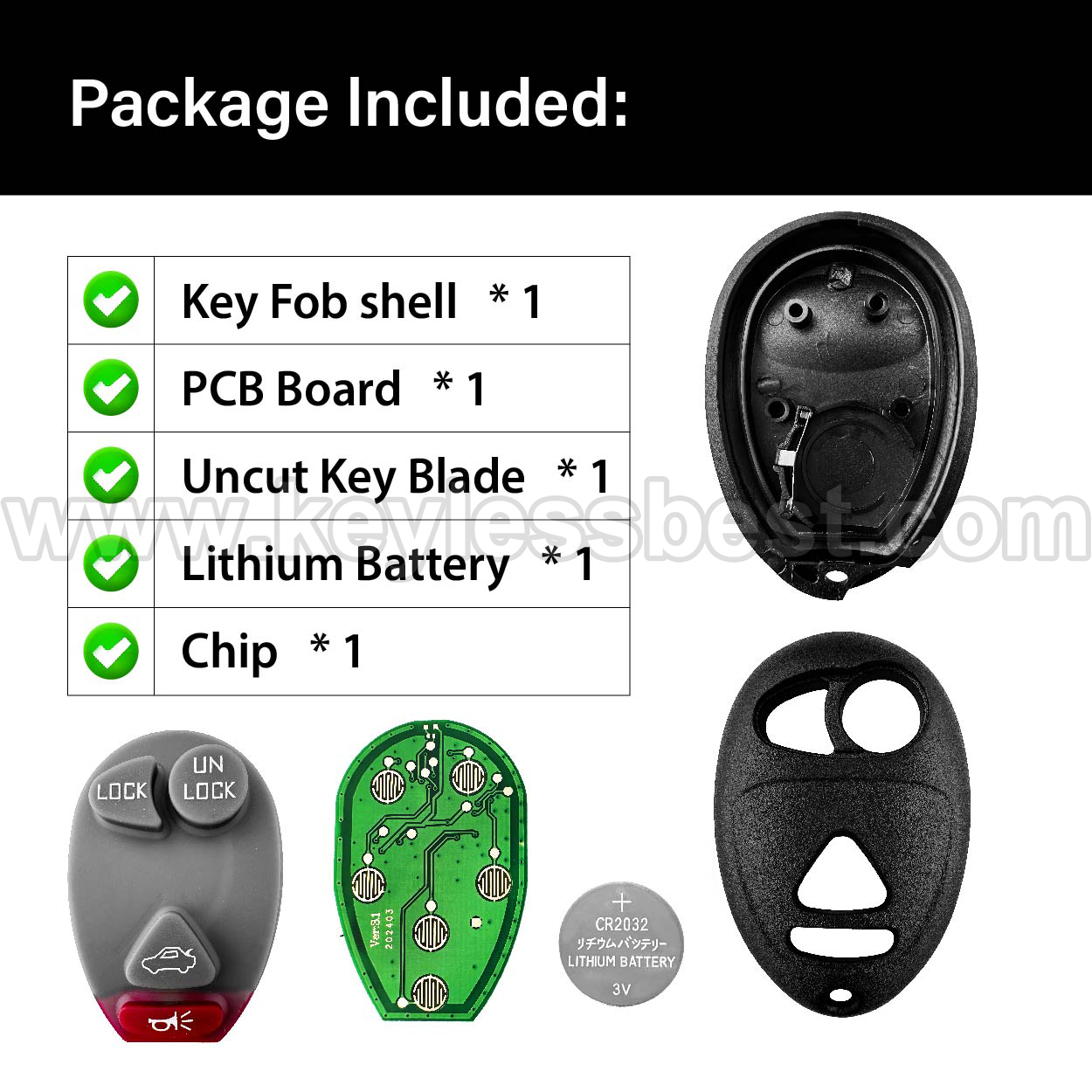 2001-2007 Buick Oldsmobile Pontiac Century Rega Intrigue Grand Prix Rendezvous Aztek / 4 Buttons Keyless Entry Remote / L2C0007T / PN:10335588, 9364556-4575 - Image 6