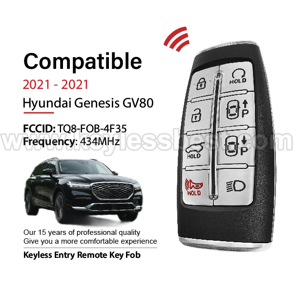 2021 Hyundai Genesis GV80 / 8 Buttons Keyless Entry Remote / TQ8-FOB-4F35 / PN:95440-T6011 / 47 - Image 2