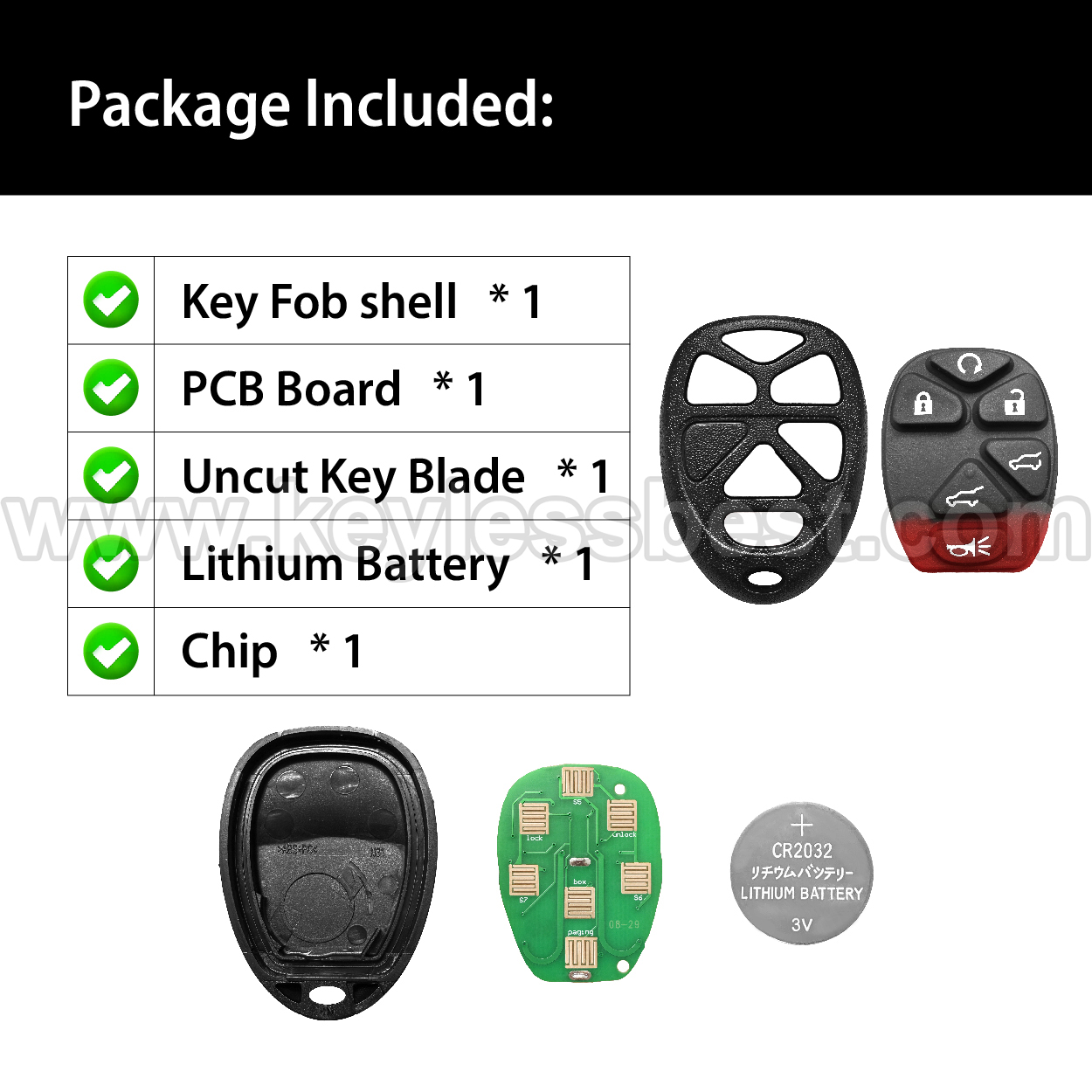 2007-2014 Cadillac GMC Chevrolet Suburban Yukon Escalade Suburban Tahoe / 6 Buttons Keyless Entry Remote / OUC60270 & OUC60221 / PN:20869057 22951510 22756462 15913427 - Image 6