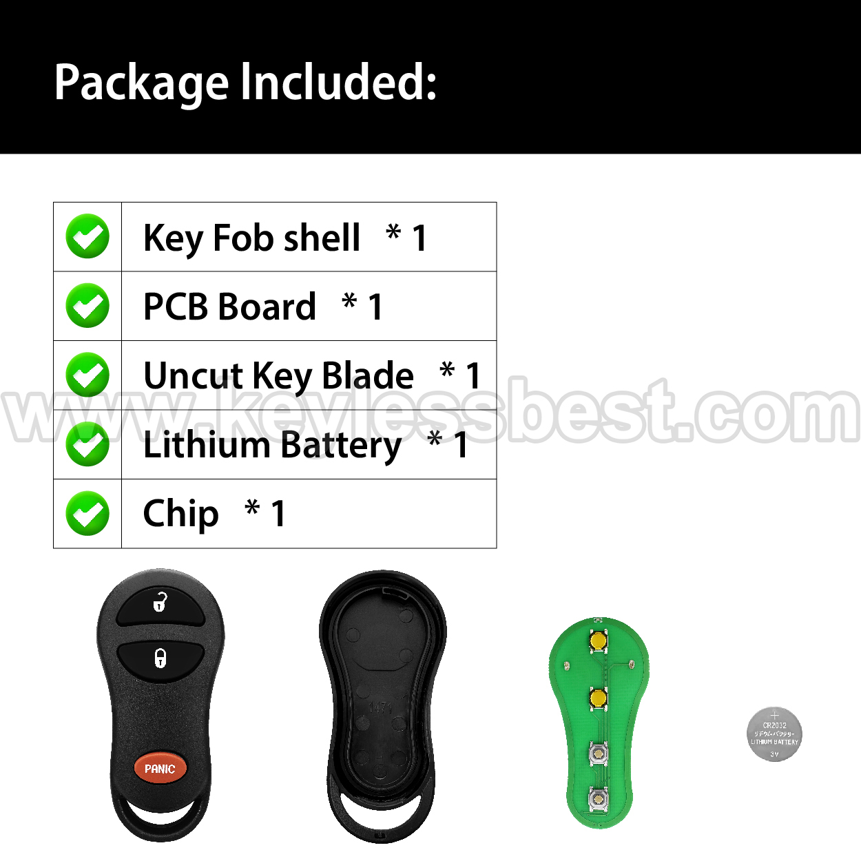 1999-2004 Dodge Jeep Dakota Durango Ram 1500 2500 3500 Cherokee Grand Cherokee / 3 Buttons Keyless Entry Remote / GQ43VT9T / PN:56045497, 04686366, 05014736AA, 4686076, 56008761, 56008762, 56021903, 56045497AA - Image 6