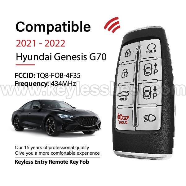 2021-2022 Hyundai Genesis G70 / 8 Buttons Keyless Entry Remote / TQ8-FOB-4F35 / PN:95440-AR010 / 47 - Image 2