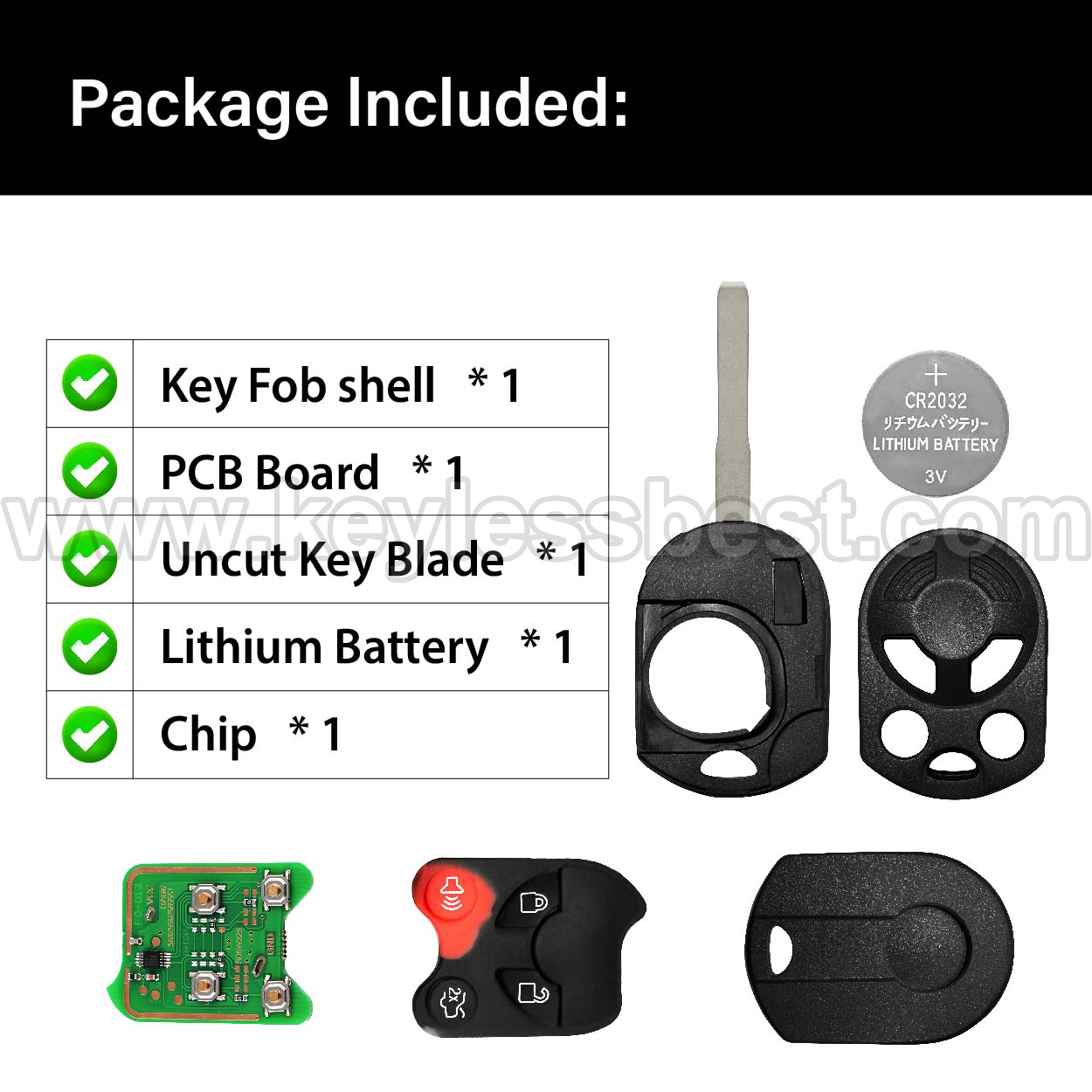 2006-2019 Ford Lincoln Mercury C-Max Escape Focus Transit Transit Connect F350 Fiesta Edge Expedition Explorer Five Hundred Flex Freestyle Fusion Mustang Taurus MKS MKX MKZ Zephyr Mariner Milan Sable / 4 Buttons Keyless Entry Remote / OUCD6000022 / PN: 164-R8046, 164-R8126 / 4D63 80Bit - Image 6