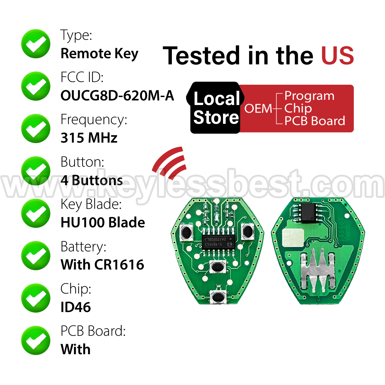 2007-2012 Mitsubishi Eclipse Galant / 4 Buttons Keyless Entry Remote / OUCG8D-620M-A / ID46 - Image 4