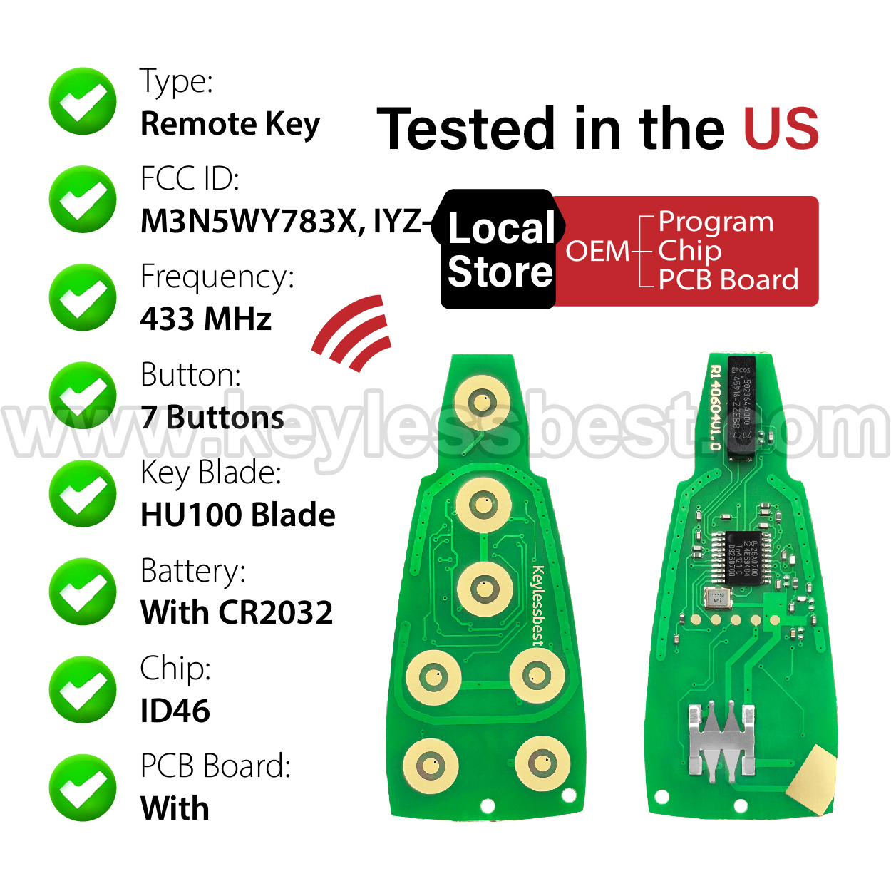 2006-2018 Chrysler Dodge Volkswagen Jeep Town & Country Grand Caravan Routan 300 Town & Country Limited Caravan / 7 Buttons Keyless Entry Remote / M3N5WY783X, IYZ-C01C / PN:56046708AG. Interchangeable PN: 05026197AB; 56046708AA; 56046708AB; 68043593AB; 05026197AF; 56046708AC; 68043593AC;56046708AE / ID 46 CHR - Image 4