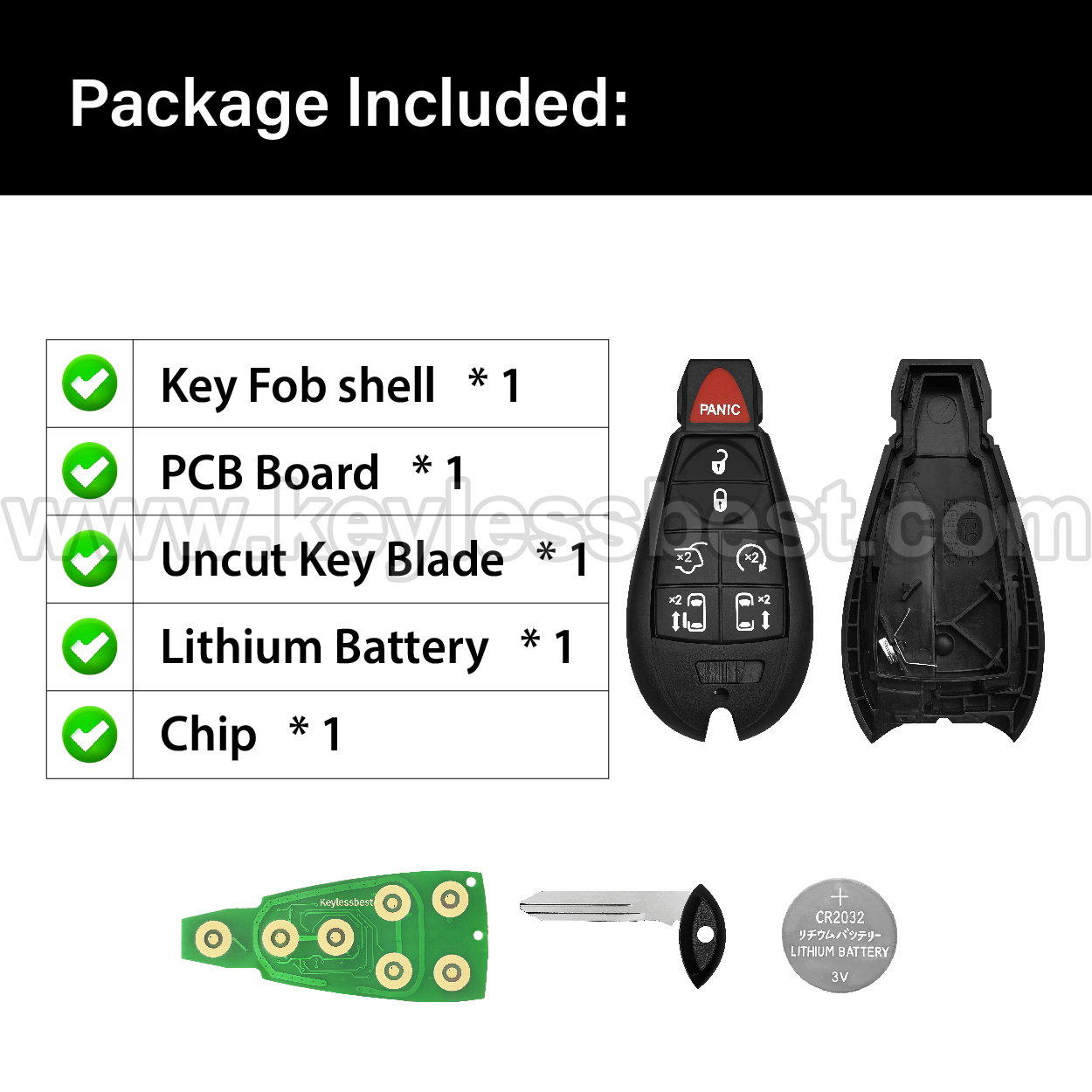 2006-2018 Chrysler Dodge Volkswagen Jeep Town & Country Grand Caravan Routan 300 Town & Country Limited Caravan / 7 Buttons Keyless Entry Remote / M3N5WY783X, IYZ-C01C / PN:56046708AG. Interchangeable PN: 05026197AB; 56046708AA; 56046708AB; 68043593AB; 05026197AF; 56046708AC; 68043593AC;56046708AE / ID 46 CHR - Image 6