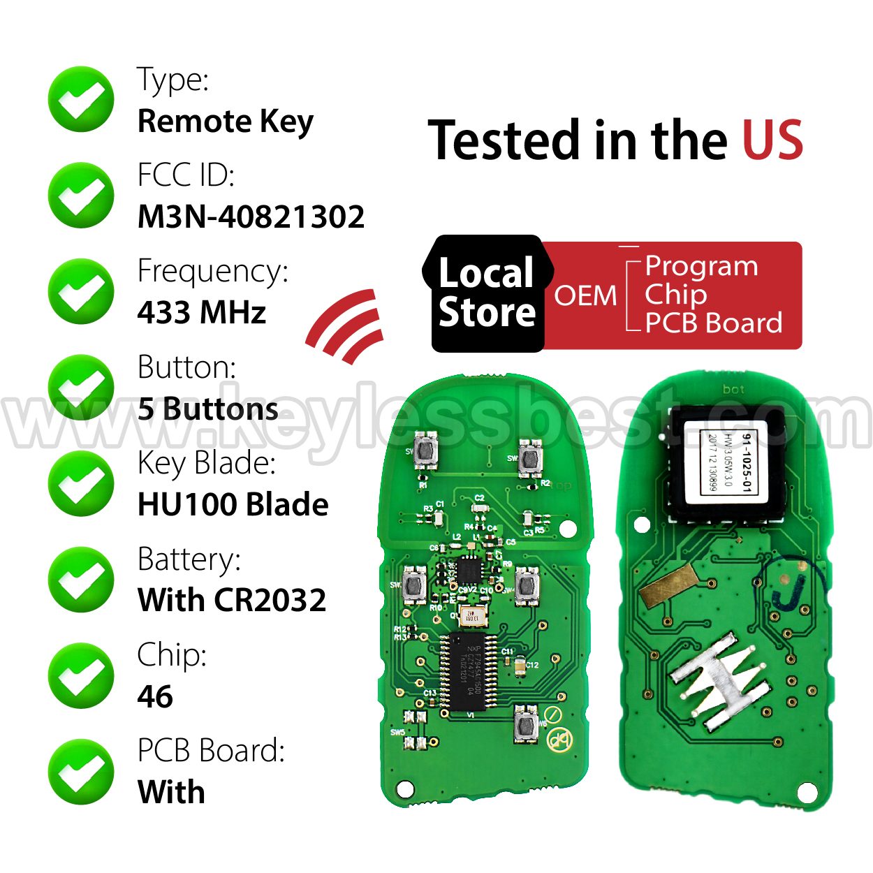 2011-2021 Dodge Chrysler Fiat Charger Dart Challenger Journey DURANGO Challenger SRT Hellcat 300 200 500X / 5 Buttons Keyless Entry Remote / M3N-40821302 / PN: 68394195AA 5026676AH 5026676AC 5026676AH 5026676 AC 56046759AF 56046759AA / 46 - Image 4