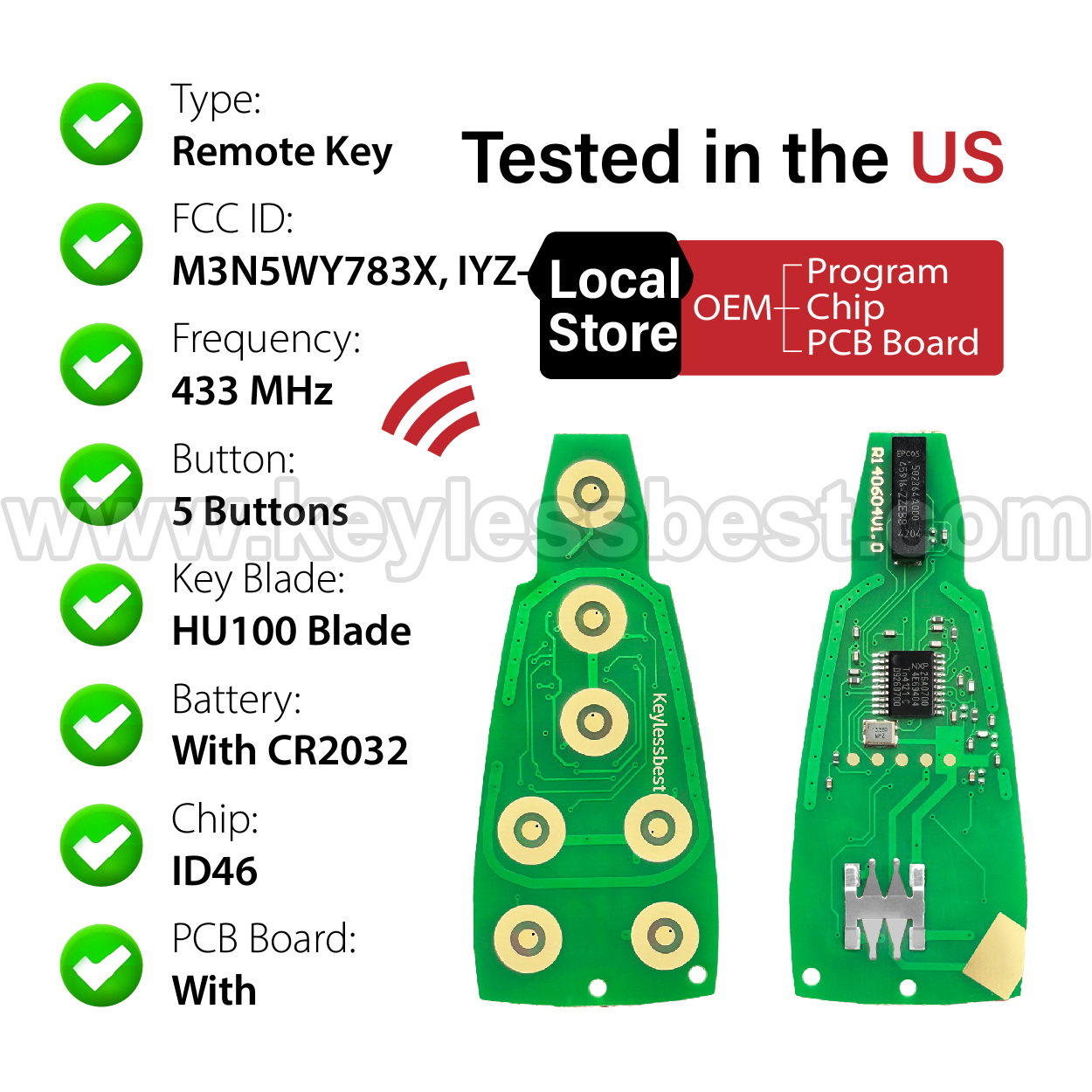 2008-2014 Dodge Jeep Chrysler Charger Grand Cherokee 300 Magnum Challenger Durango / 5 Buttons Keyless Entry Remote / M3N5WY783X, IYZ-C01C / ID46 - Image 4