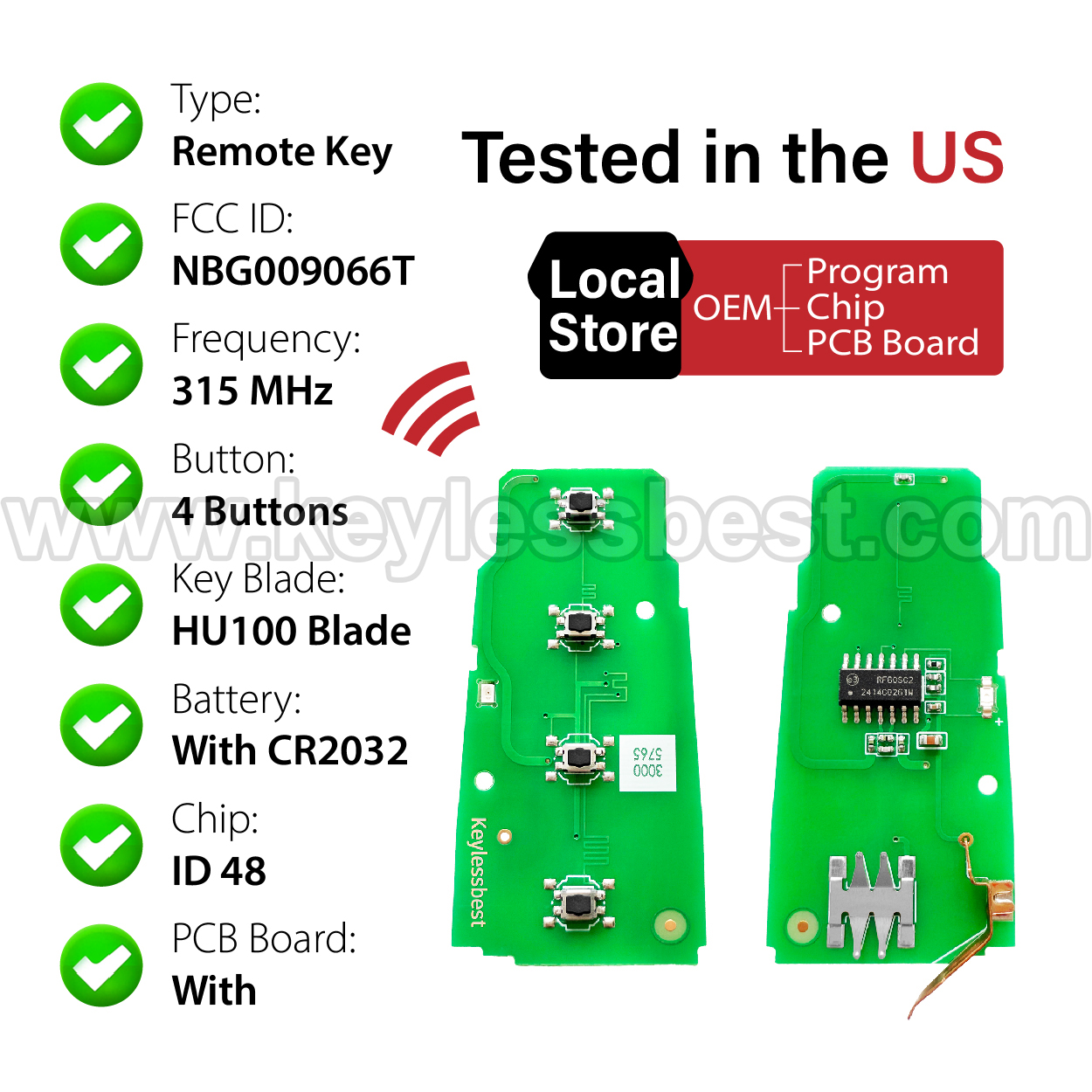 2006 - 2015 Volkswagen Passat CC / 4 Buttons Keyless Entry Remote / NBG009066T / PN: HLO 3C0 959 752 N, HLO 3C0 959 752 BB, HLO 3C0 959 752 AE, HLO 3C0 959 752 AM,3C0 959 752N, 3C0 959 752BB, 3C0 959 752AE, 3C0 959 752AM / ID 48 - Image 4