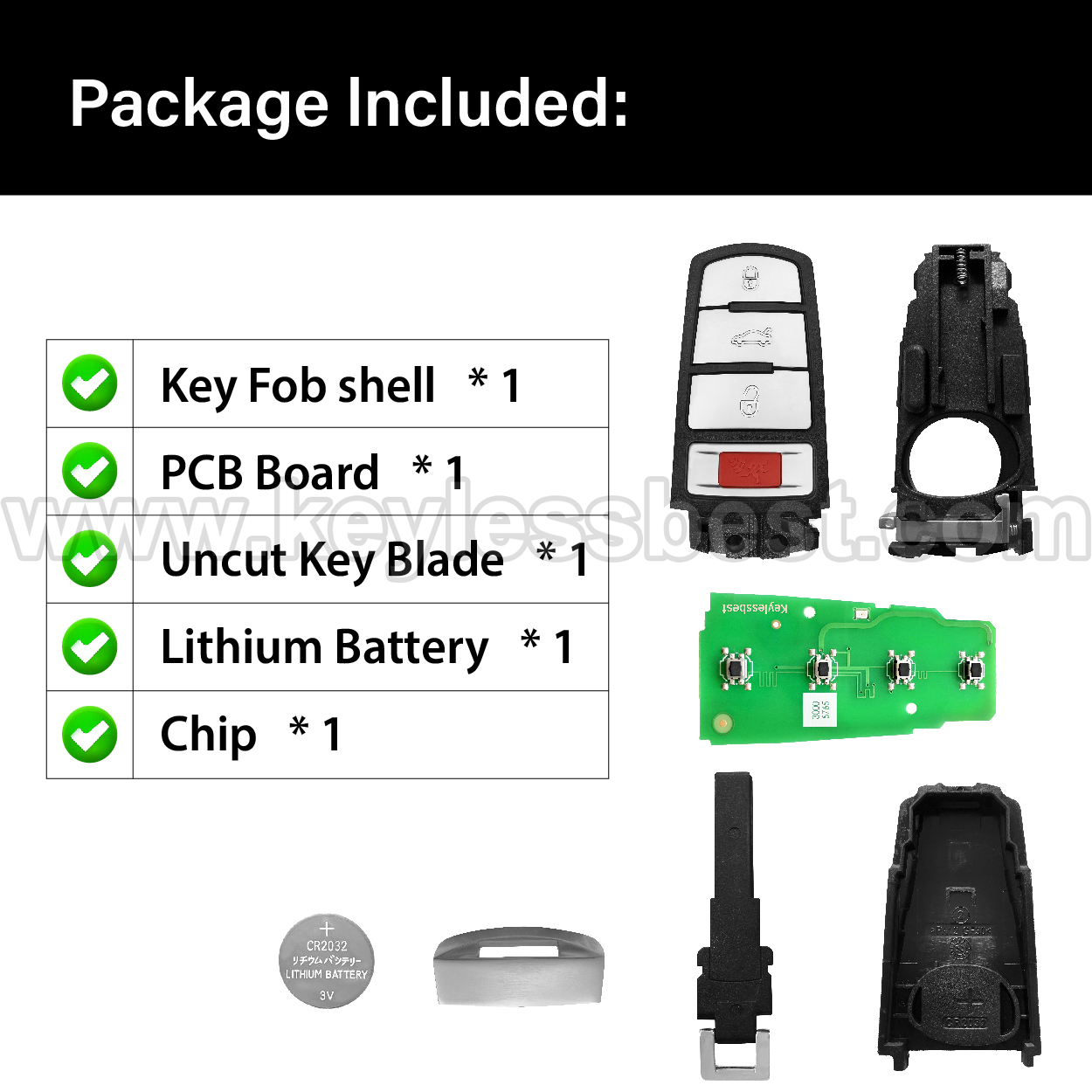 2006 - 2015 Volkswagen Passat CC / 4 Buttons Keyless Entry Remote / NBG009066T / PN: HLO 3C0 959 752 N, HLO 3C0 959 752 BB, HLO 3C0 959 752 AE, HLO 3C0 959 752 AM,3C0 959 752N, 3C0 959 752BB, 3C0 959 752AE, 3C0 959 752AM / ID 48 - Image 6