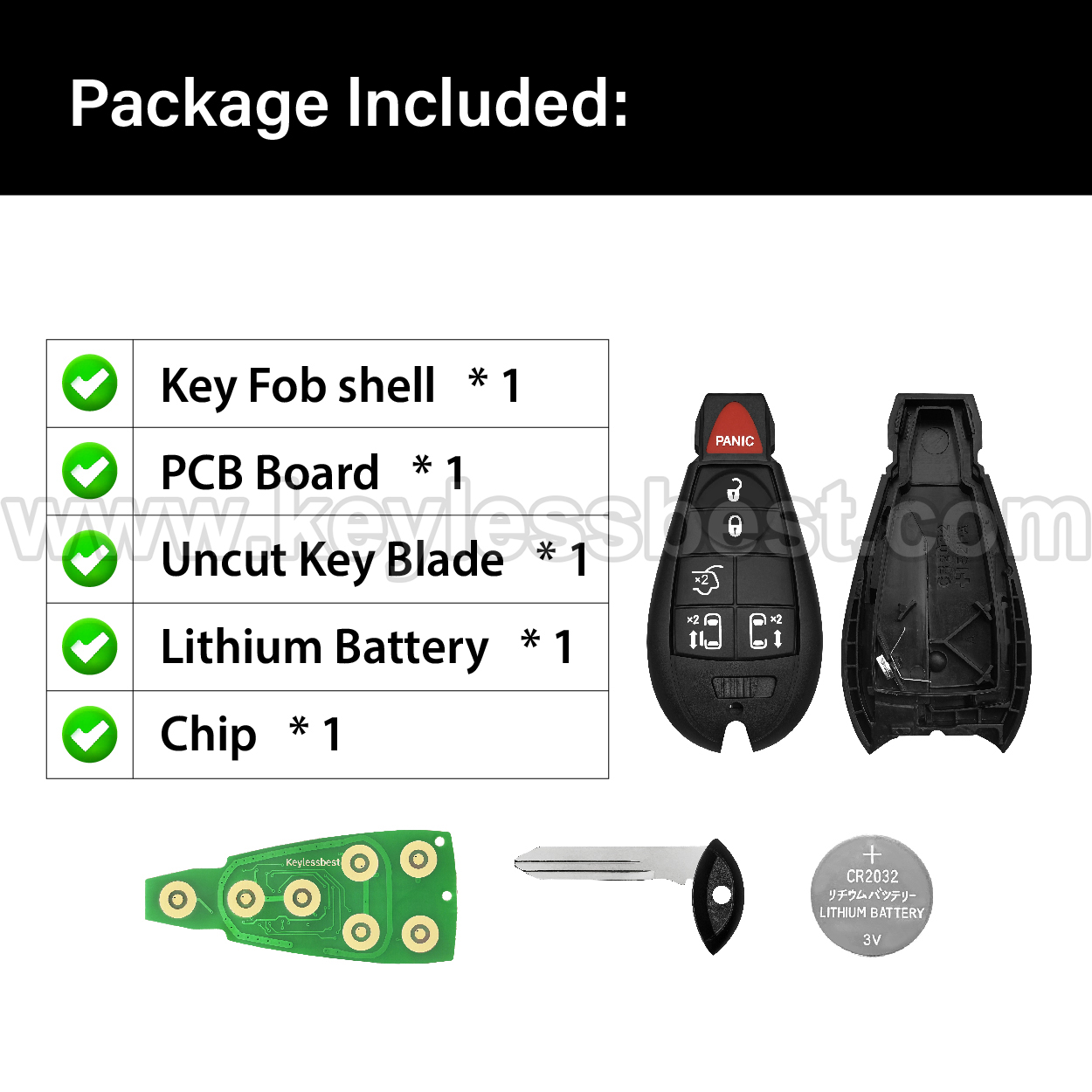 2006-2018 Chrysler Dodge Volkswagen Jeep Town & Country Grand Caravan Routan 300 Town & Country Limited Caravan Challenger Charger Durango Journey Magnum Dakota RAM Grand Cherokee Commander / 6 Buttons Keyless Entry Remote / M3N5WY783X, IYZ-C01C / PN: 56046708AG. / ID 46 CHR - Image 6