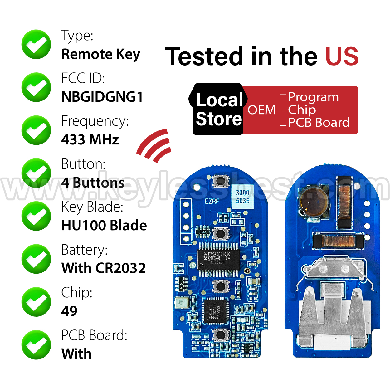2014-2019 BMW X5 X6 Series 5 Series 3 / 4 Buttons Keyless Entry Remote / NBGIDGNG1 / 49 HITAG PRO - Image 4