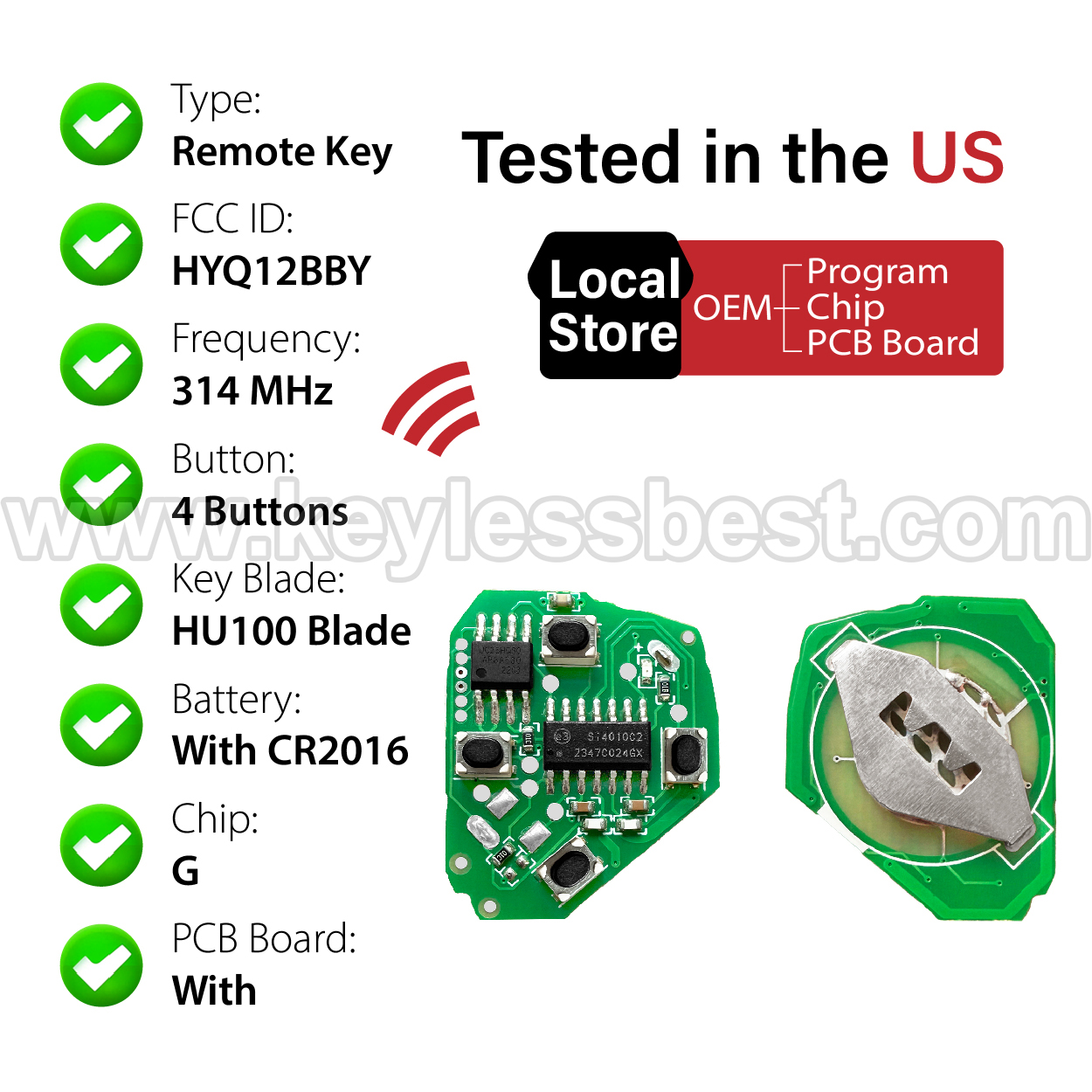 2010-2020 Toyota Subaru Scion Camry BRZ FR-S / 4 Buttons Keyless Entry Remote / HYQ12BBY / PN: 89070-06650, 89070-06440 57497-CA110 57497-CA310 SU003-01445 / G - Image 4