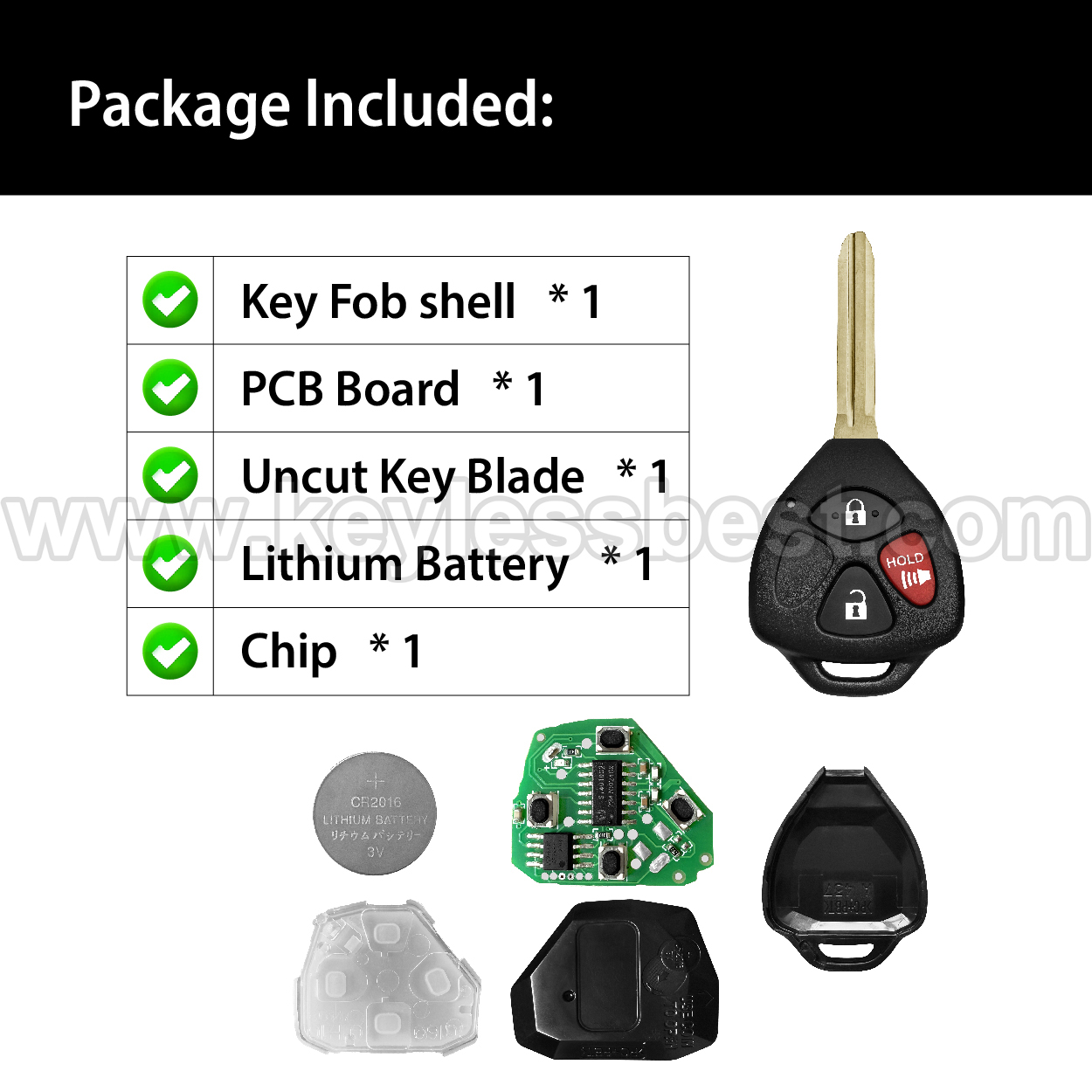 2009-2016 Toyota Matrix Venza / 3 Buttons Keyless Entry Remote / GQ4-29T, GQ429 / PN: 89070-02640 / G - Image 6