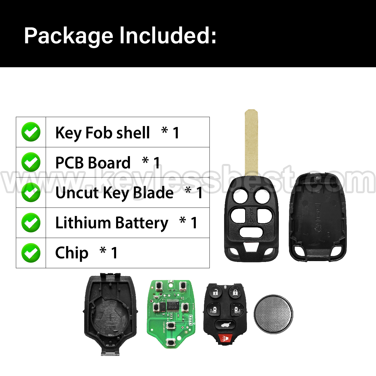 2011 - 2013 Honda Odyssey / 6 Buttons Keyless Entry Remote / N5F-A04TAA / PN: 35118-TK8-A20 / ID46 - Image 6