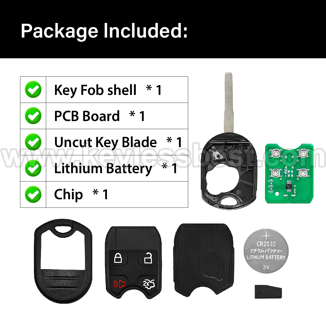 2011-2019 Ford C-Max Escape Focus Fiesta Transit Transit Connect Expedition Explorer Flex Taurus / 4 Buttons Keyless Entry Remote / CWTWB1U793 / PN: 5922964, 164-R8046, 164-R7976 / 4D63 80Bit - Image 6