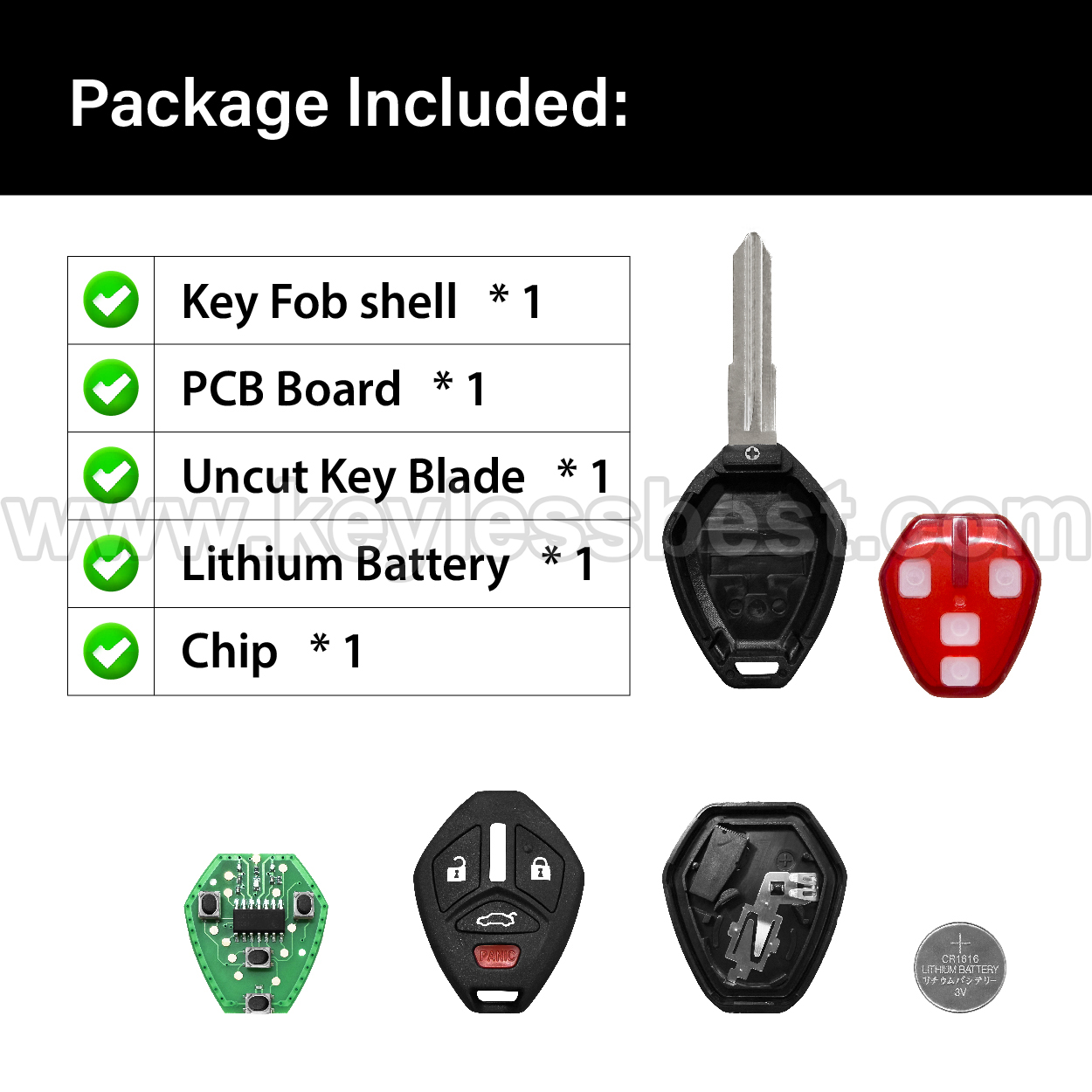 2007 - 2017 Mitsubishi I-MeiV Outlander Outlander Sport / 4 Buttons Keyless Entry Remote / OUCG8D-625M-A-HF / PN: 6370B711 / ID46 - Image 6