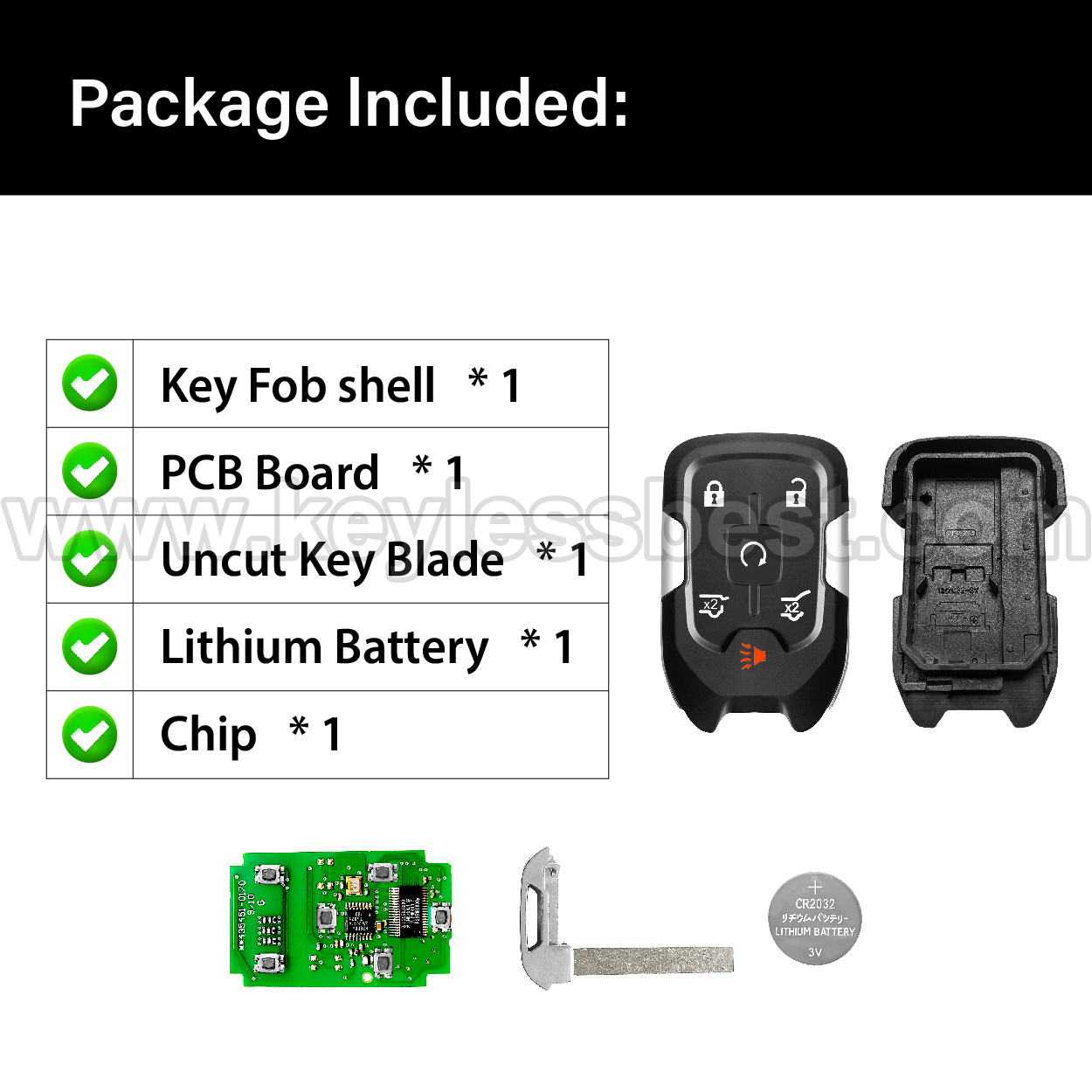 2015 - 2020 GMC Chevrolet Yukon Yukon XL Suburban Tahoe / 6 Buttons Keyless Entry Remote / HYQ1AA / PN: 13580804, 13508278 - Image 6
