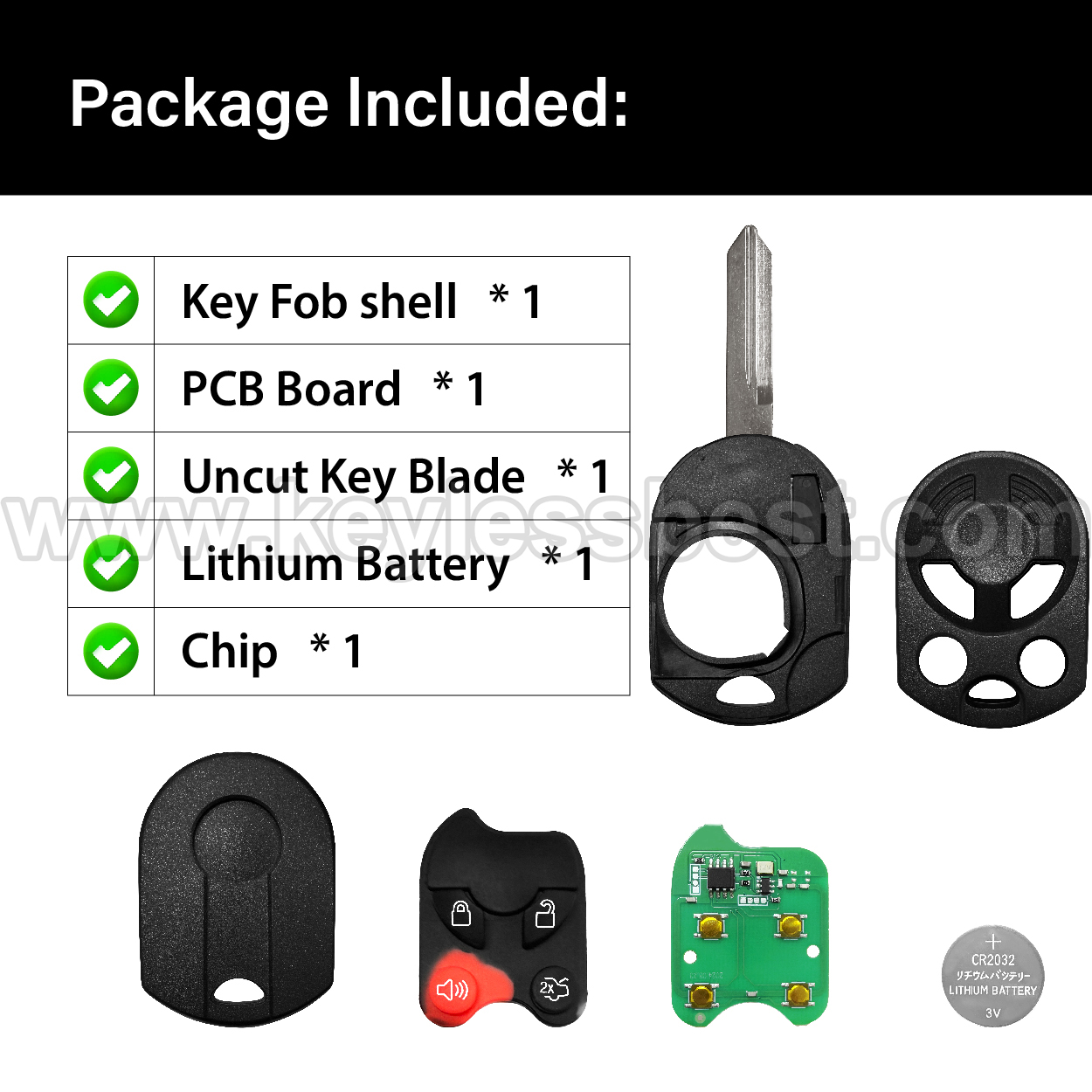 2000-2018 Ford Lincoln Mazda Mercury Edge Escape Expedition Explorer Explorer Sport Trac F-150 - F-350 Flex Focus Fusion Freestar Freestyle Ranger Taurus X Windstar / 3 Buttons Keyless Entry Remote / OUCD6000022 / PN: 850K-D6000022, 692810, 164-R7043, 5904306 / 4D63 80Bit - Image 6