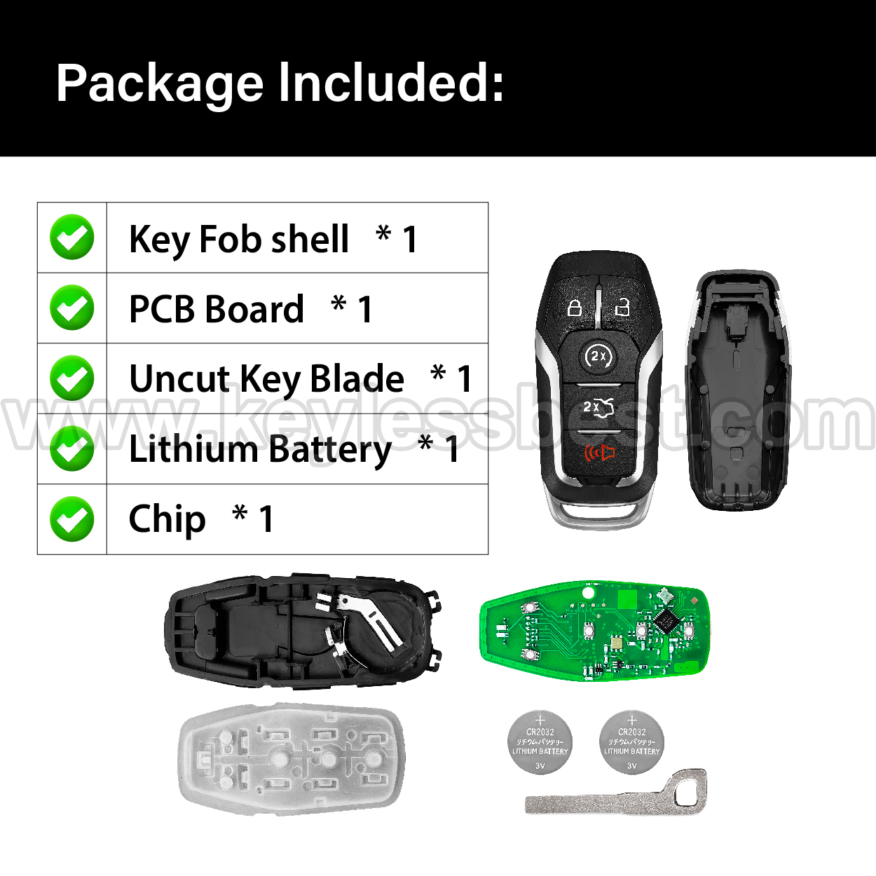 2013-2020 Lincoln Ford MKC MKX MKZ Nautilu Edge Explorer Mustang Mustang / 5 Buttons Keyless Entry Remote / M3N-A2C31243300 / PN:5923896 164-R7989 DS7T-15K601-CL 5926056 164-R8119 FR3Y-15K601-CC FR3T-15K601-CC / 49 - Image 6