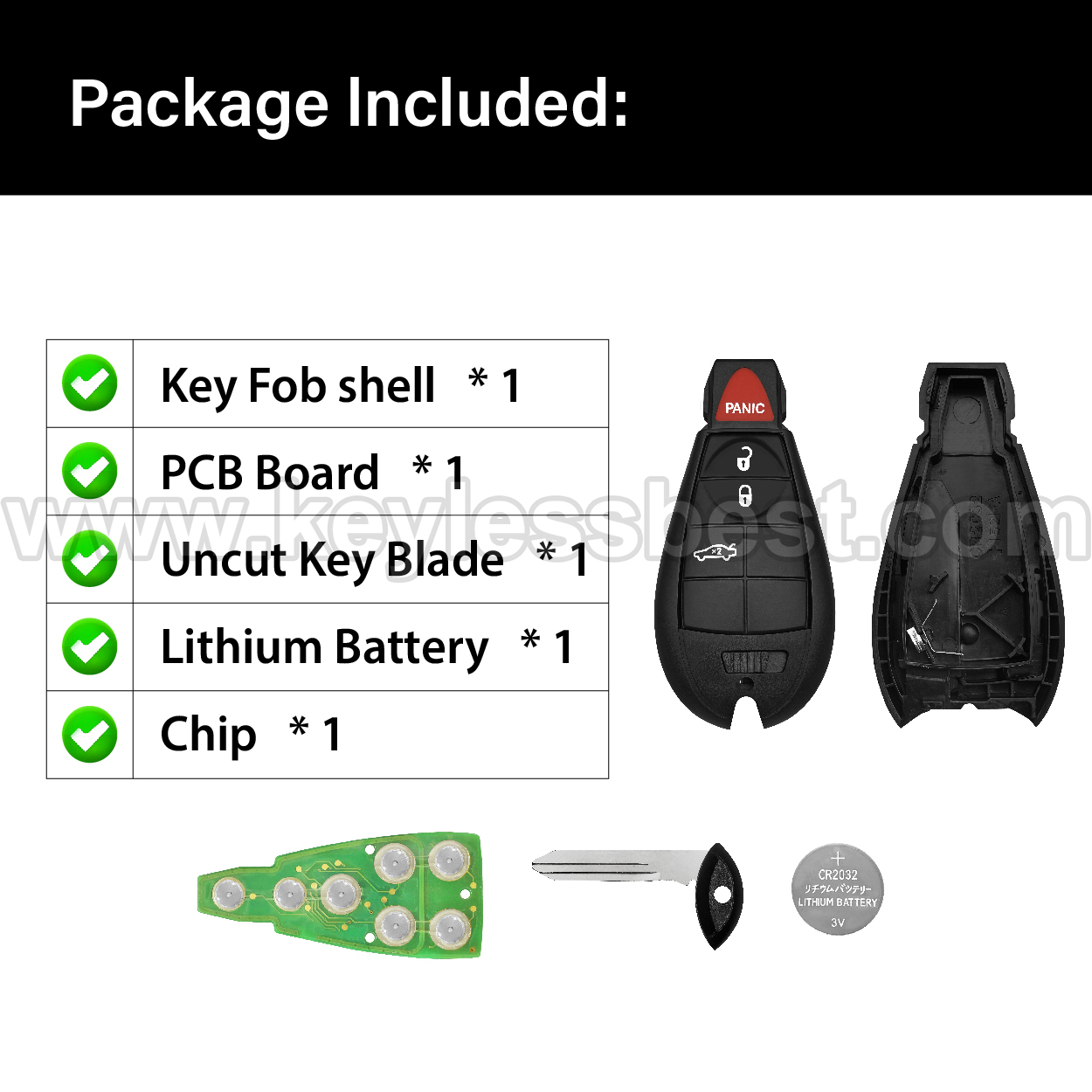 2012-2016 Dodge Dart / 4 Buttons Keyless Entry Remote / M3N32297100 / PN:56046773AA / 46 - Image 6