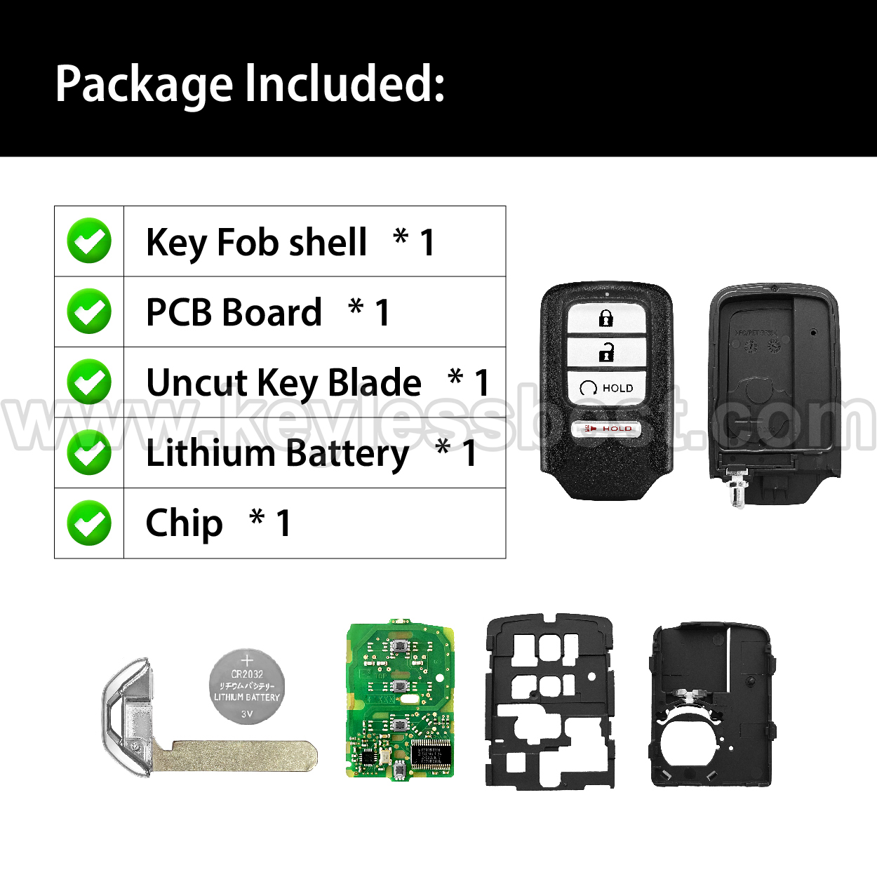 2017 - 2020 Honda Ridgeline / 4 Buttons Keyless Entry Remote / KR5T41 / PN: 72147-T6Z-A61, 72147-T6Z-A51, 72147-T6Z-A71 - Image 6