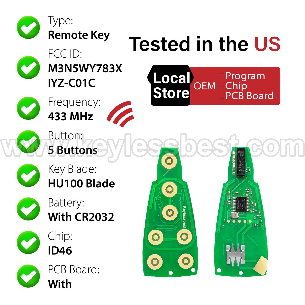 2008-2010 JEEP GRAND CHEROKEE COMMANDER / 5 Buttons Keyless Entry Remote / M3N5WY783X, IYZ-C01C / PN: 05026453AI, 05026453AF, 05026453AG, 05026453AH / ID46 - Image 4