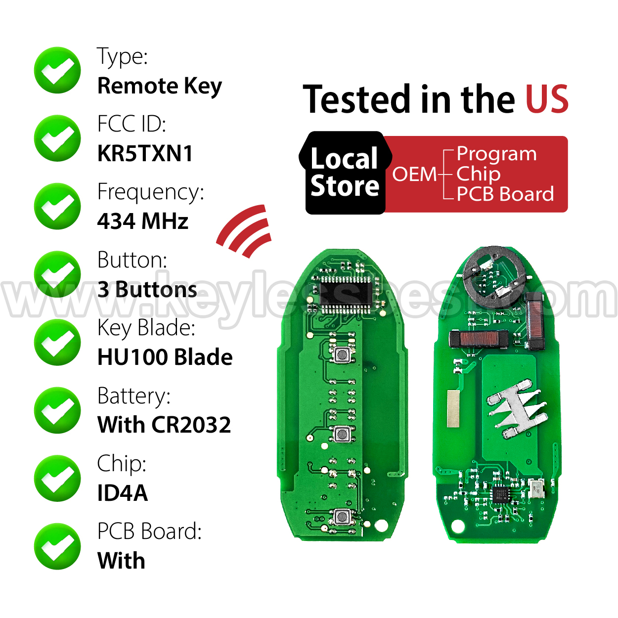 2018-2022 Nissan Kicks S Kicks SV (Certain VINS) Rogue Sport / 3 Buttons Keyless Entry Remote / KR5TXN1 / PN: 285E3-6TA1A - Image 4