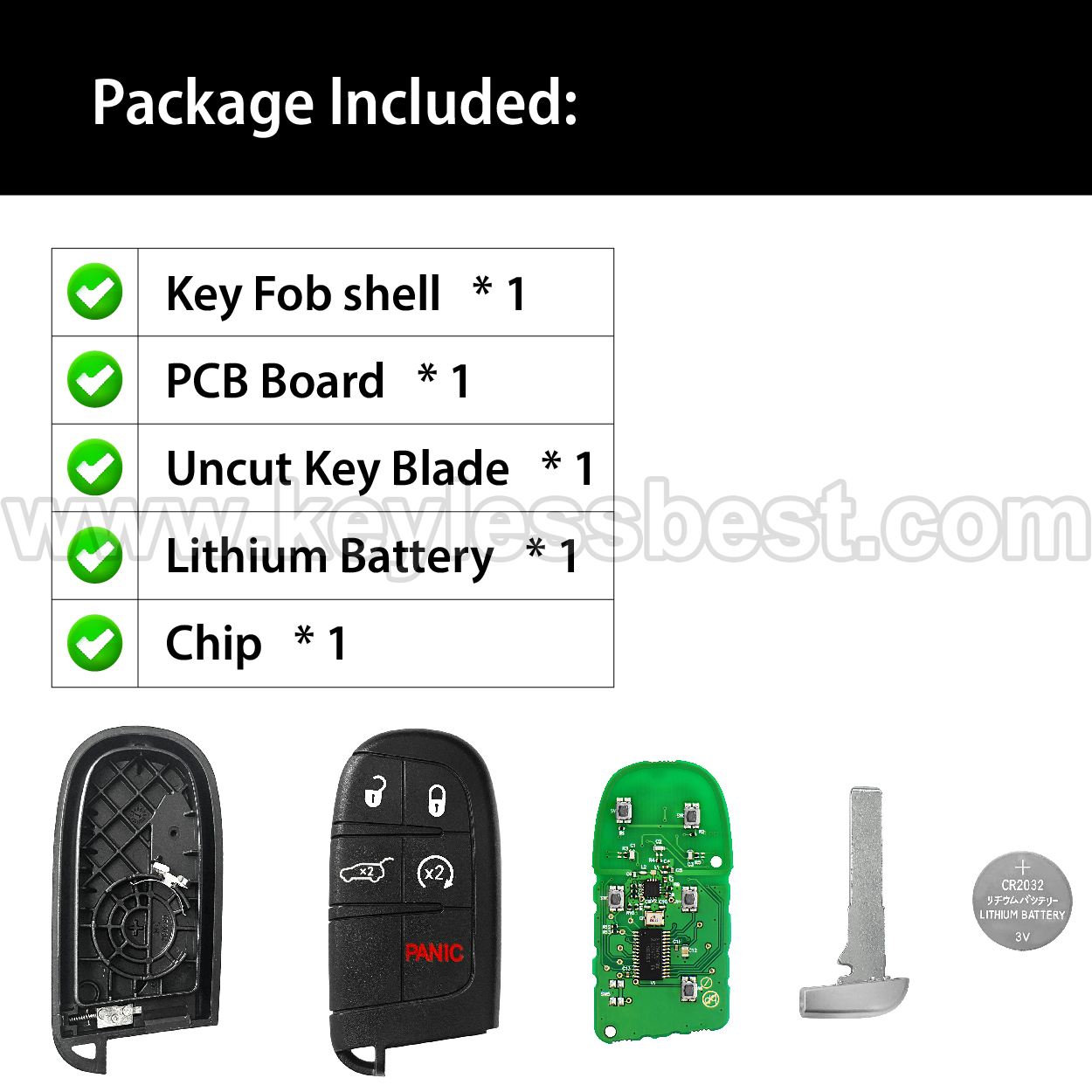 2017-2021 JEEP COMPASS / 5 Buttons Keyless Entry Remote / M3N-40821302 / PN: 68250341 / 68250341AB / 4A - Image 6