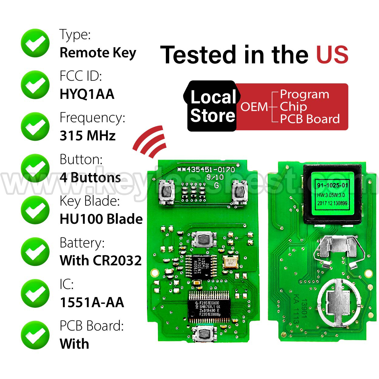 2015-2022 GMC Chevrolet Tahoe Suburban Terrain Yukon / Yukon XL / 4 Buttons Keyless Entry Remote / HYQ1AA / PN:13584512 - Image 4