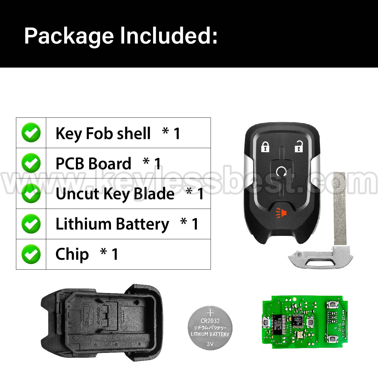 2015-2022 GMC Chevrolet Tahoe Suburban Terrain Yukon / Yukon XL / 4 Buttons Keyless Entry Remote / HYQ1AA / PN:13584512 - Image 6
