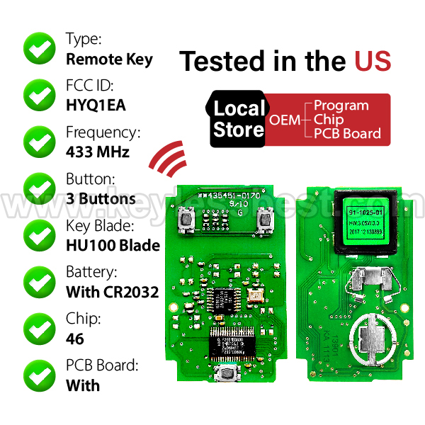 2017-2020 GMC Acadia Terrain / 3 Buttons Keyless Entry Remote / HYQ1EA / PN:13508276 / 46 - Image 4