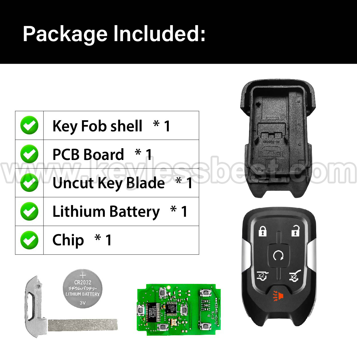 2015-2021 Chevrolet Tahoe Suburban / 6 Buttons Keyless Entry Remote / HYQ1EA / PN:13529633, 13508282, 13580806 / 46 - Image 6