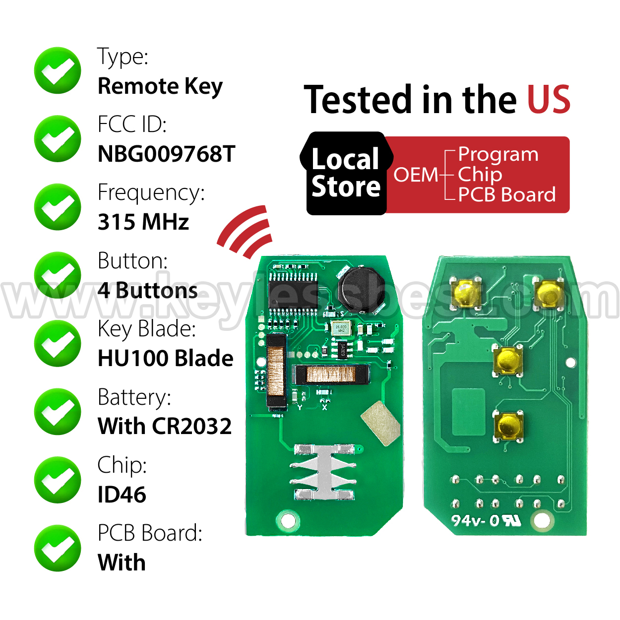 2013-2014 Cadillac XTS ATS / 4 Buttons Keyless Entry Remote / NBG009768T / PN:22856929, 5931855 / PCF7952 - Image 4