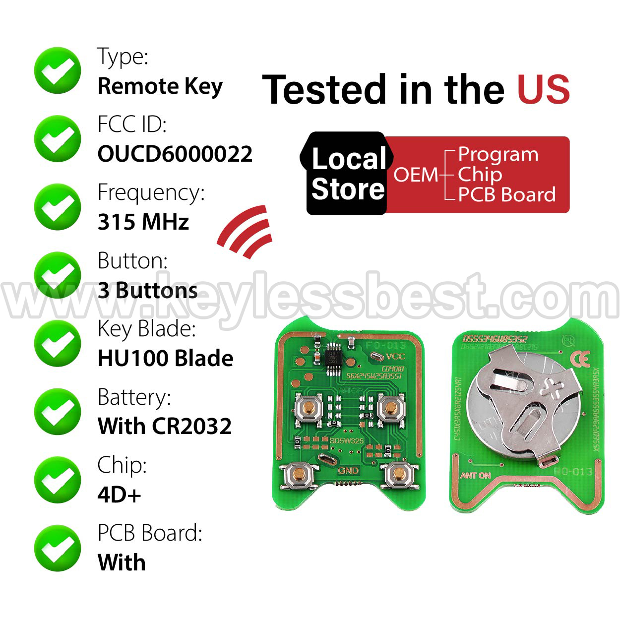 2011-2019 Ford C-Max Escape Focus Transit Transit Connect F350 Fiesta / 5 Buttons Keyless Entry Remote / OUCD6000022 / PN:164-R8046, 164-R8126 / 4D63 80Bit - Image 4
