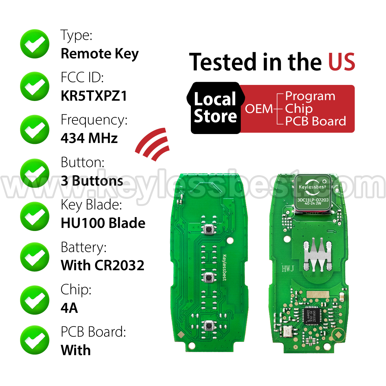 2022-2025 Nissan Kicks Rogue Pathfinder Ariya / 3 Buttons Keyless Entry Remote / KR5TXPZ1 / PN:285E3-5MR1B - Image 4