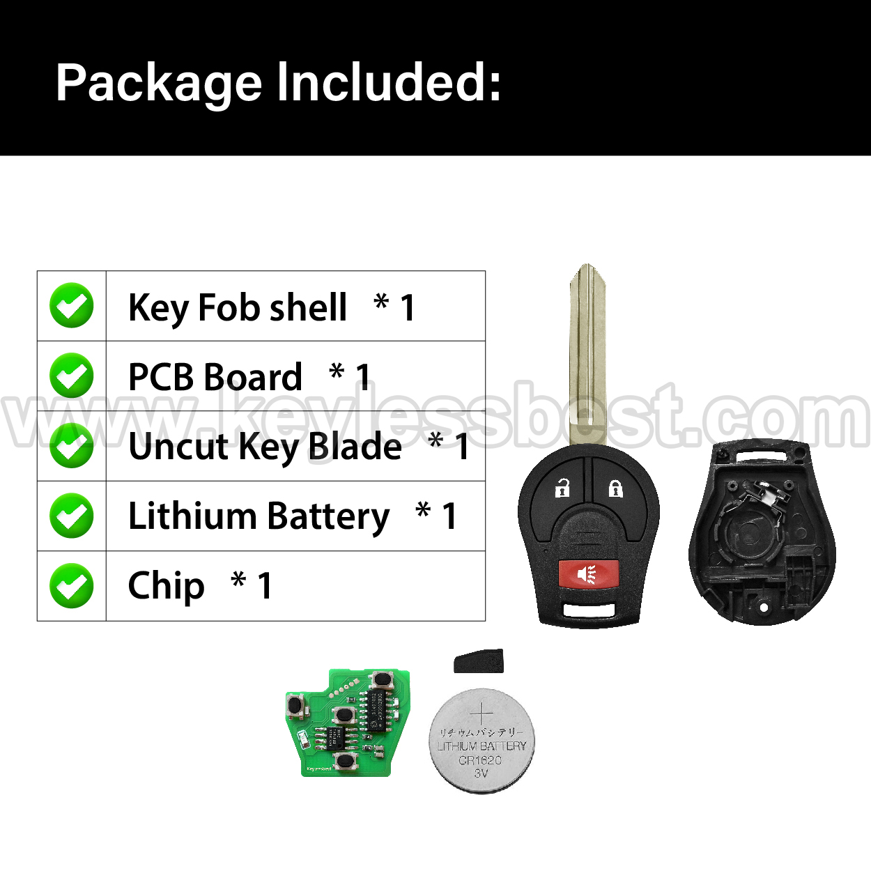 2003-2019 Nissan Chevrolet Infiniti 350Z Sentra FE, S, SR, SV Altima Armada Cube Juke Maxima Micra NV Rogue Versa Pathfinder Murano Quest Frontier / 3 Buttons Keyless Entry Remote / CWTWB1U751, CWTWB1U816 / PN: H0561-C993A 28268-ZT03A 28268-EA000/ ID46 - Image 6