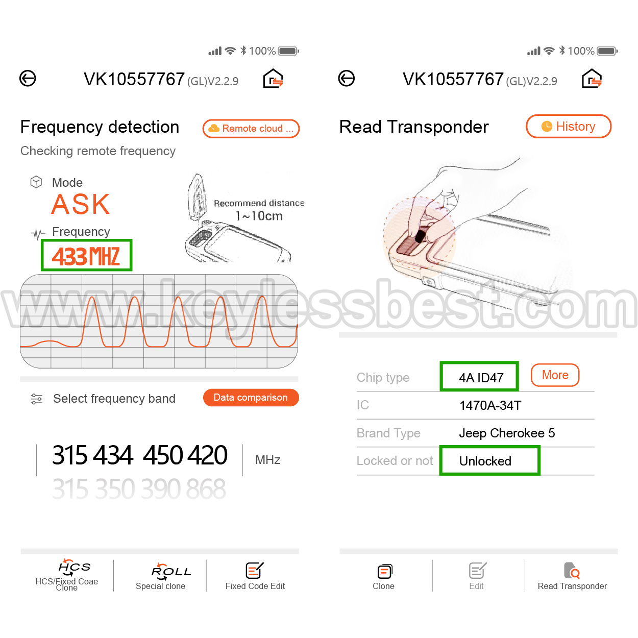 2014-2020 Jeep Cherokee / 5 Buttons Keyless Entry Remote / GQ4-53T / 4A ID47 - Image 5