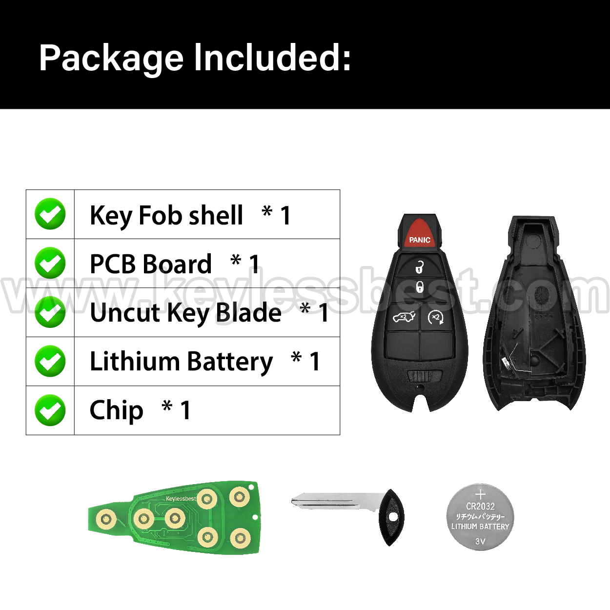 2014-2020 Jeep Cherokee / 5 Buttons Keyless Entry Remote / GQ4-53T / 4A ID47 - Image 6