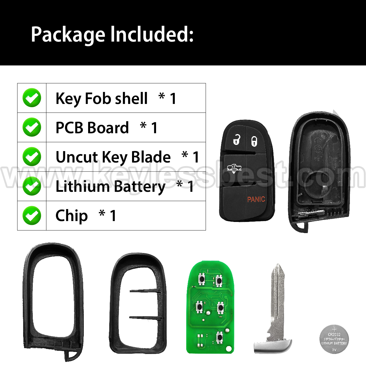 2013-2019 Ram 1500 2500 3500 / 4 Buttons Keyless Entry Remote / GQ4-54T / PN: 68159657 / 46 - Image 6