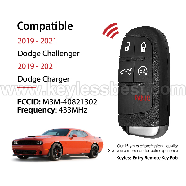 2019-2021Dodge Challenger Charger / 5 Buttons Keyless Entry Remote / M3M-40821302 / PN: 68394195 AA - Image 3