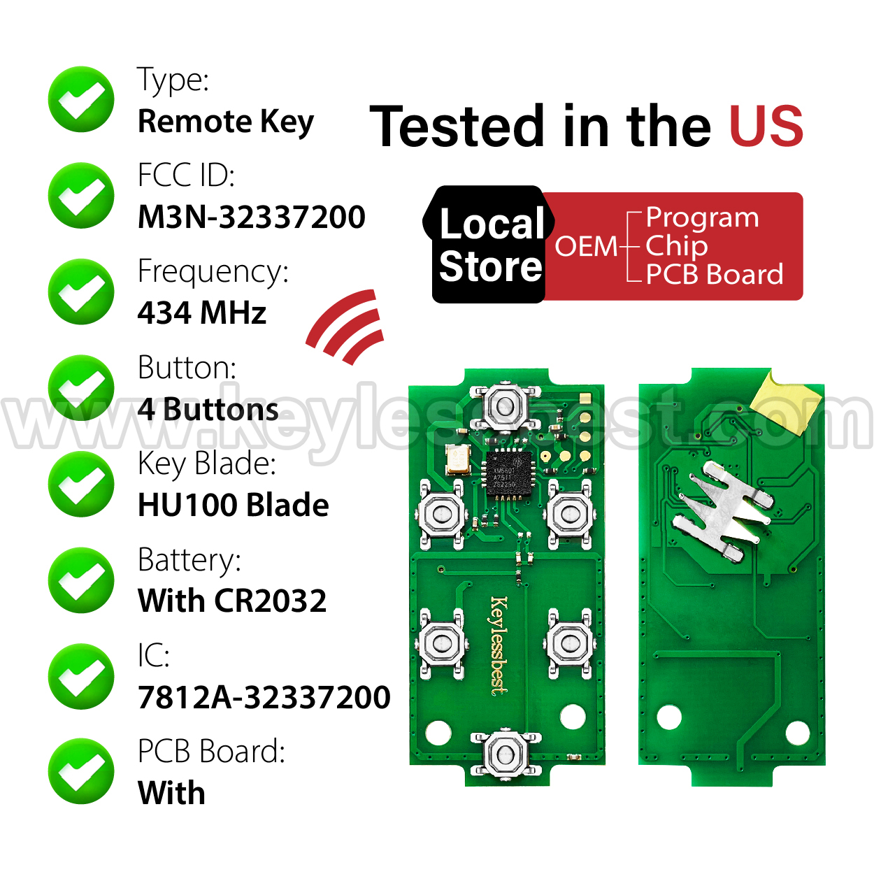 2017-2021 Chevrolet GMC Silverado Sierra Colorado / 4 Buttons Keyless Entry Remote / M3N-32337200 - Image 4