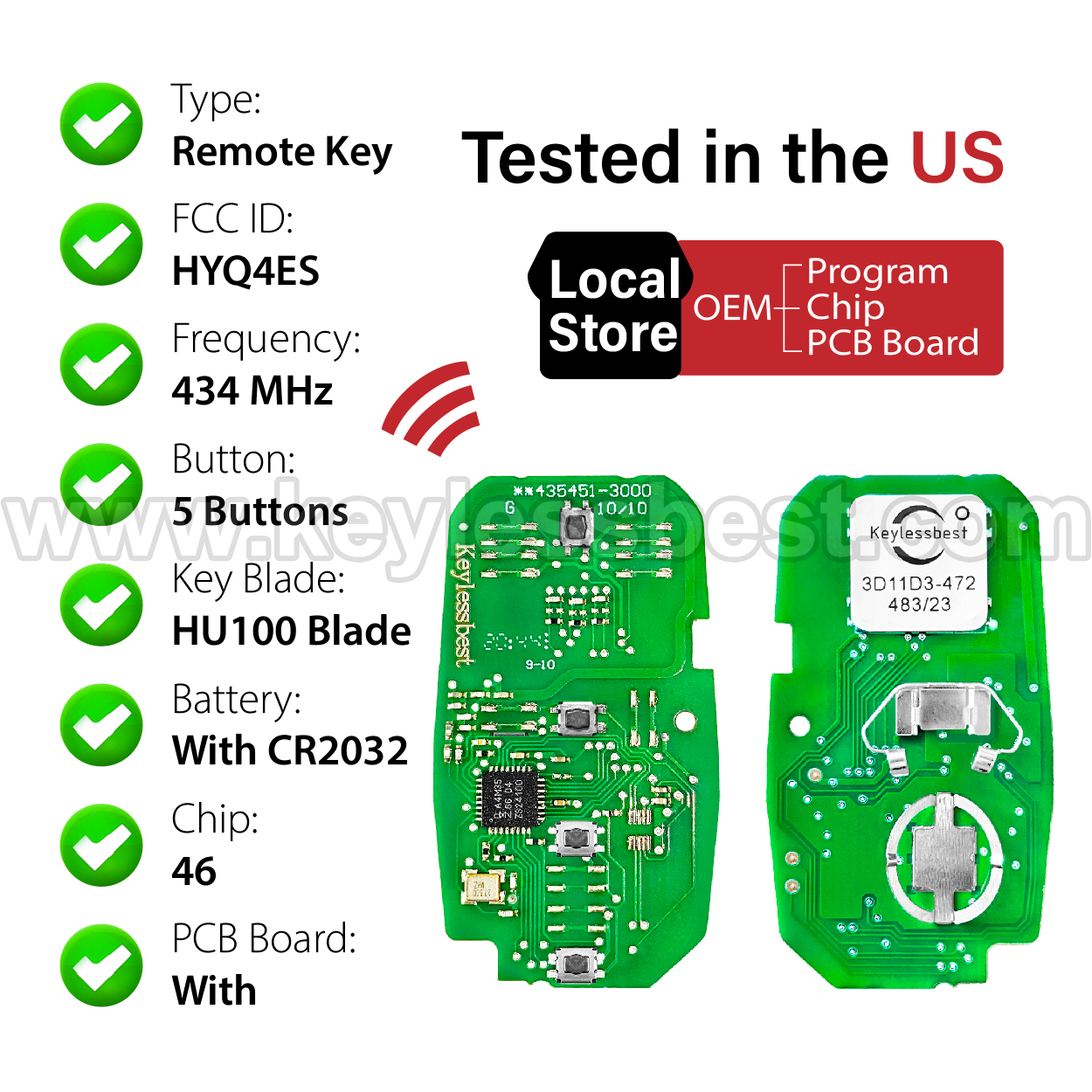 2021-2024 Chevrolet Trailblazer Blazer Traverse Trax / 4 Buttons Keyless Entry Remote / HYQ4ES / PN: 13530712 / 46 - Image 4